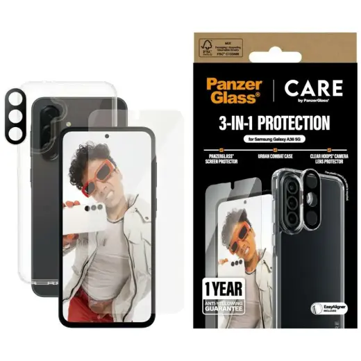 Zestaw ochronny CARE by PanzerGlass       Flagship 3w1 Etui+Szkło+Lens do Samsung Galaxy A36 5G