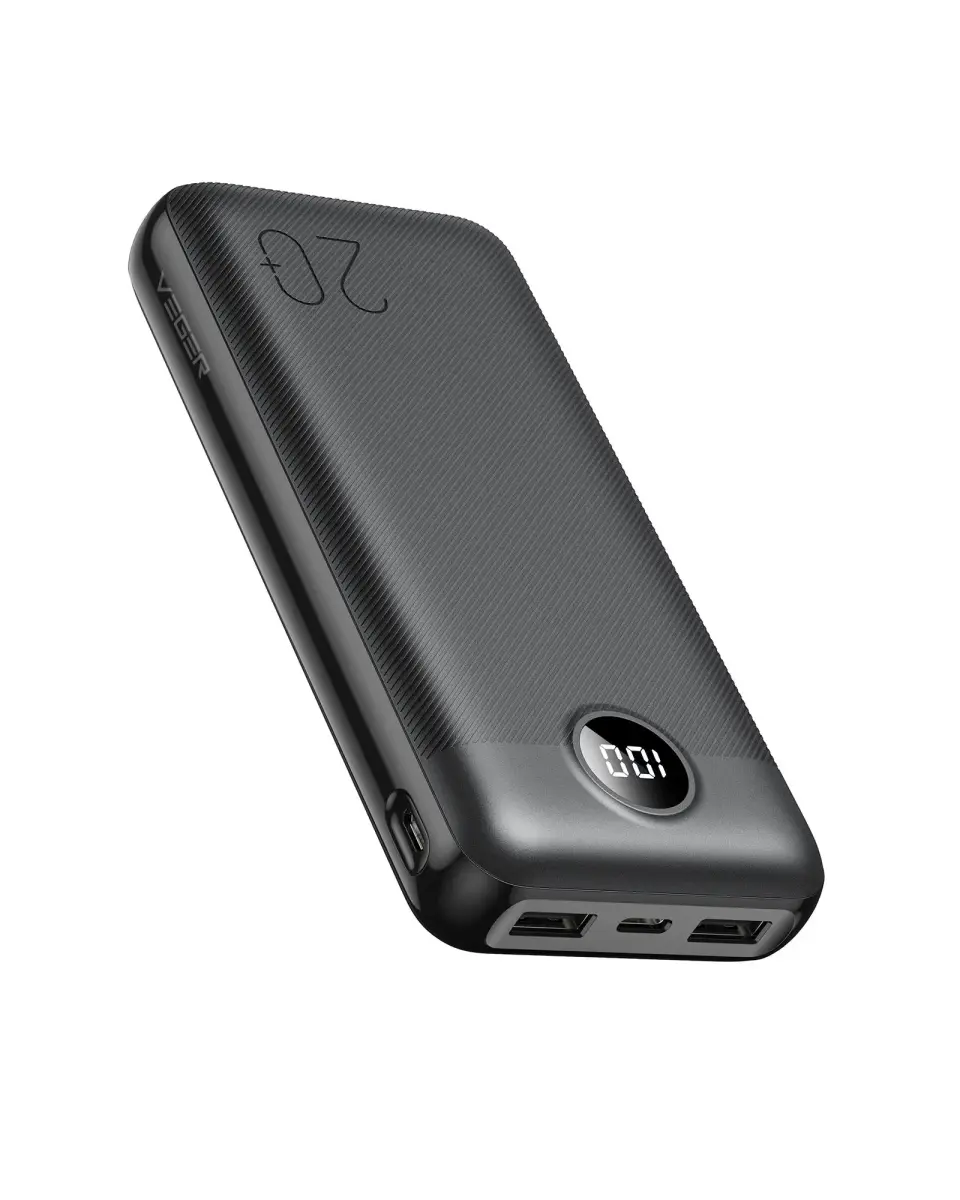 Veger L20S (VP2039PD / W2039PD) ārējais akumulators (powerbank) | 20 000 mAh | 18W | PD, QC | USB-A, USB-C, Micro USB, Lightning | melns