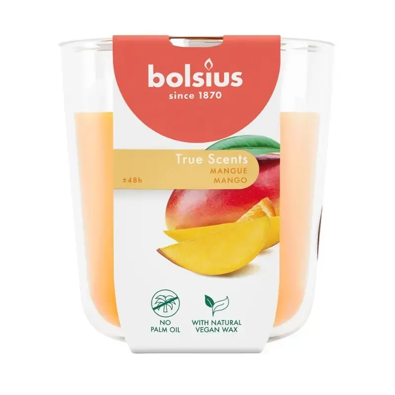 Svece arom. stikla gl. True Scents Ø97x85mm mango