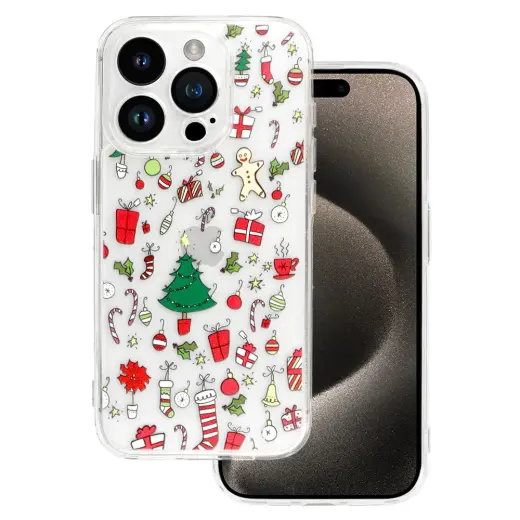 TEL PROTECT Christmas Clear Case for Iphone 16 Pro Design 2
