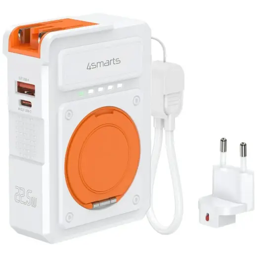 4smarts 6-in-1 Hybrid Charger išorinė baterija (powerbank) | 10 000 mAh | 22.5W | PD | USB-C, USB-A, Wireless