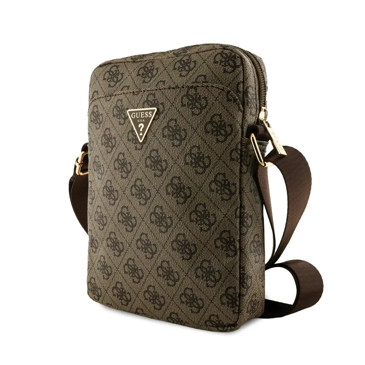 Guess PU 4G Triangle Logo Bag 8" Brown