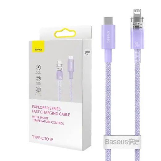 Baseus Explorer Series CATS010205 data transfer and charging cable | USB-C to Lightning | 20W | 1m | purple