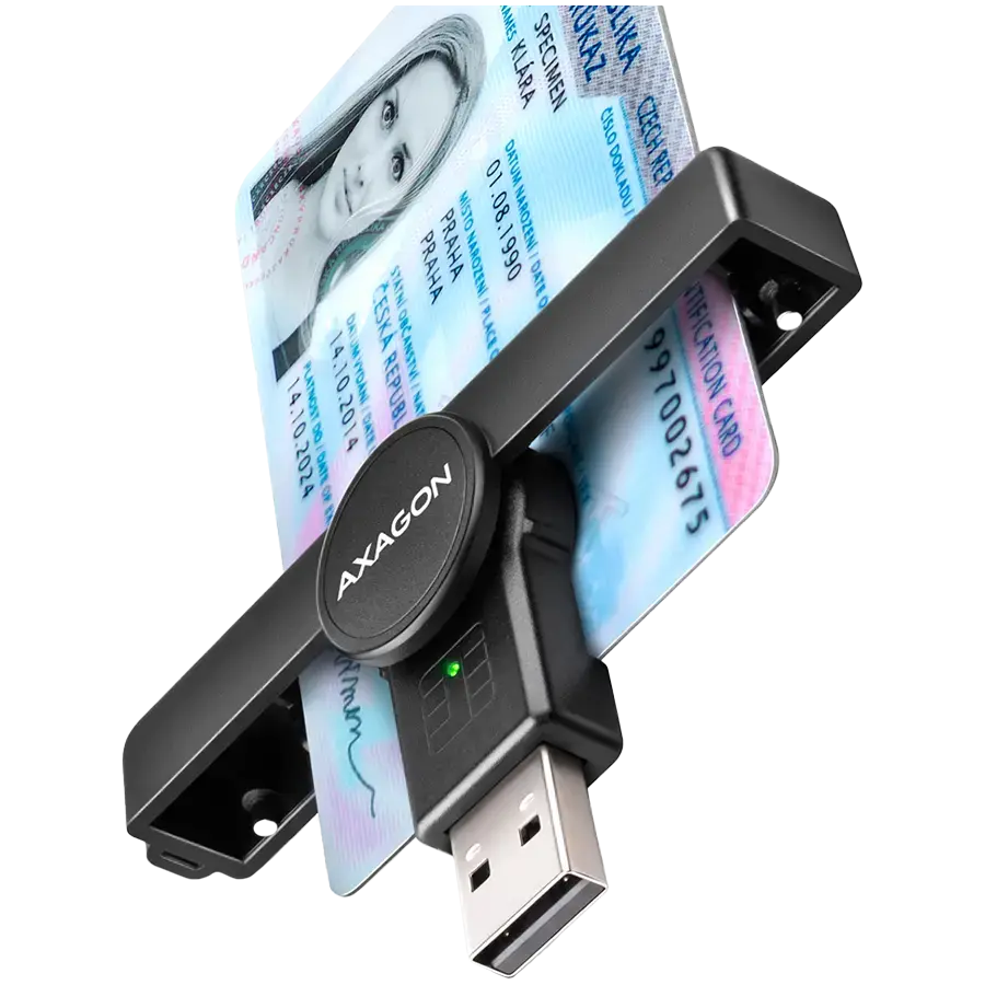 Axagon Foldable pocket USB-A contact Smart / ID card reader.