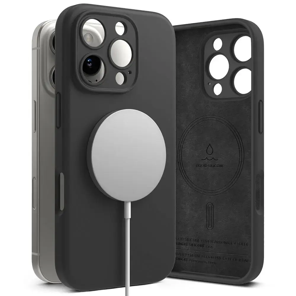RINGKE SILIKONA MAGNĒTISKAIS MAGSAFE IPHONE 16 PRO MAX MELNS