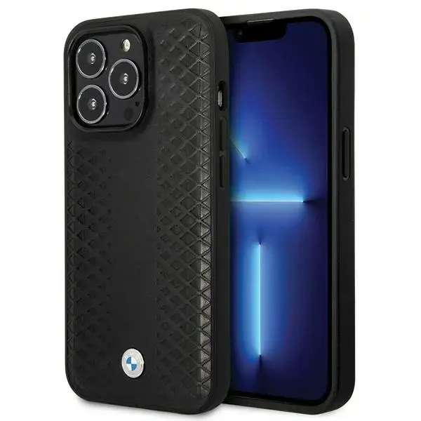 BMW BMHCP14L22RFGK iPhone 14 Pro 6.1" czarny|black Leather Diamond Pattern
