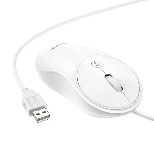Wire mouse Hoco USB A 1600 dpi GM13 white