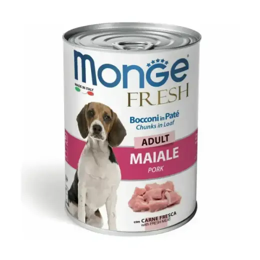 Monge Dog Fresh Adult Chunks in Loaf with Pork — complete wet food with pork for adult dogs, 400 g