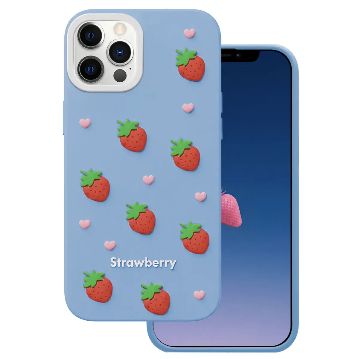 Strawberry maciņš telefonam iPhone 12 | iPhone 12 Pro zils