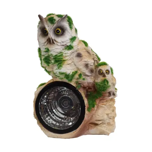 Garden decor with solar light Owl on stump