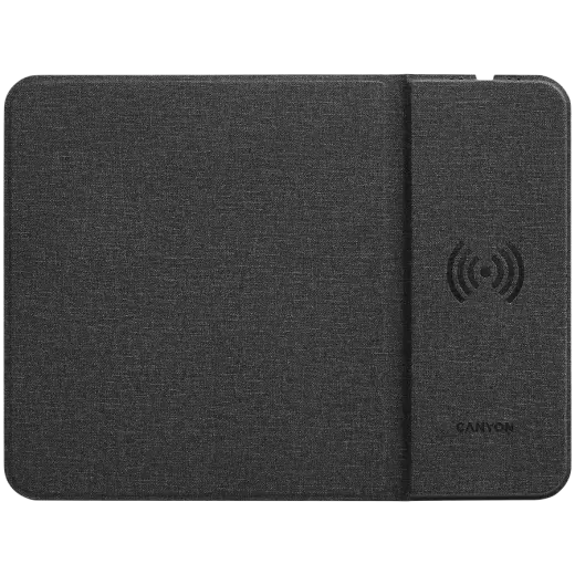 CANYON MP-W5, Mouse Mat with wireless charger, Input 5V/2A,9V2A Output 5W/7.5W/10W, 324*244*6mm, USB Type C cable length 1m, Black, 220g