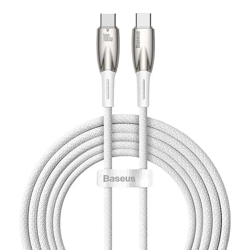 Baseus Glimmer Series data transfer and charging cable | USB-C to USB-C | 100W | 2m | white