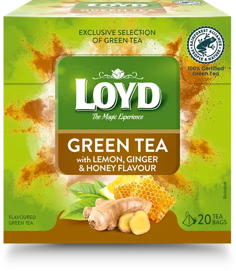Zaļā tēja LOYD ar zaļo citronu, medu, ingveru 20 x 2g