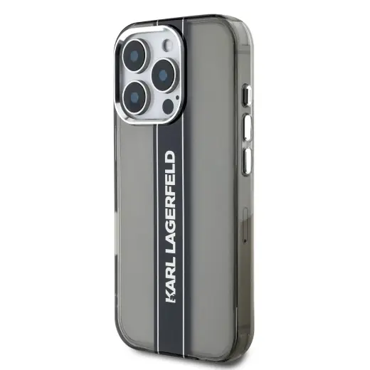 Karl Lagerfeld IML Stripe Logo Case for iPhone 16 Pro Max Black