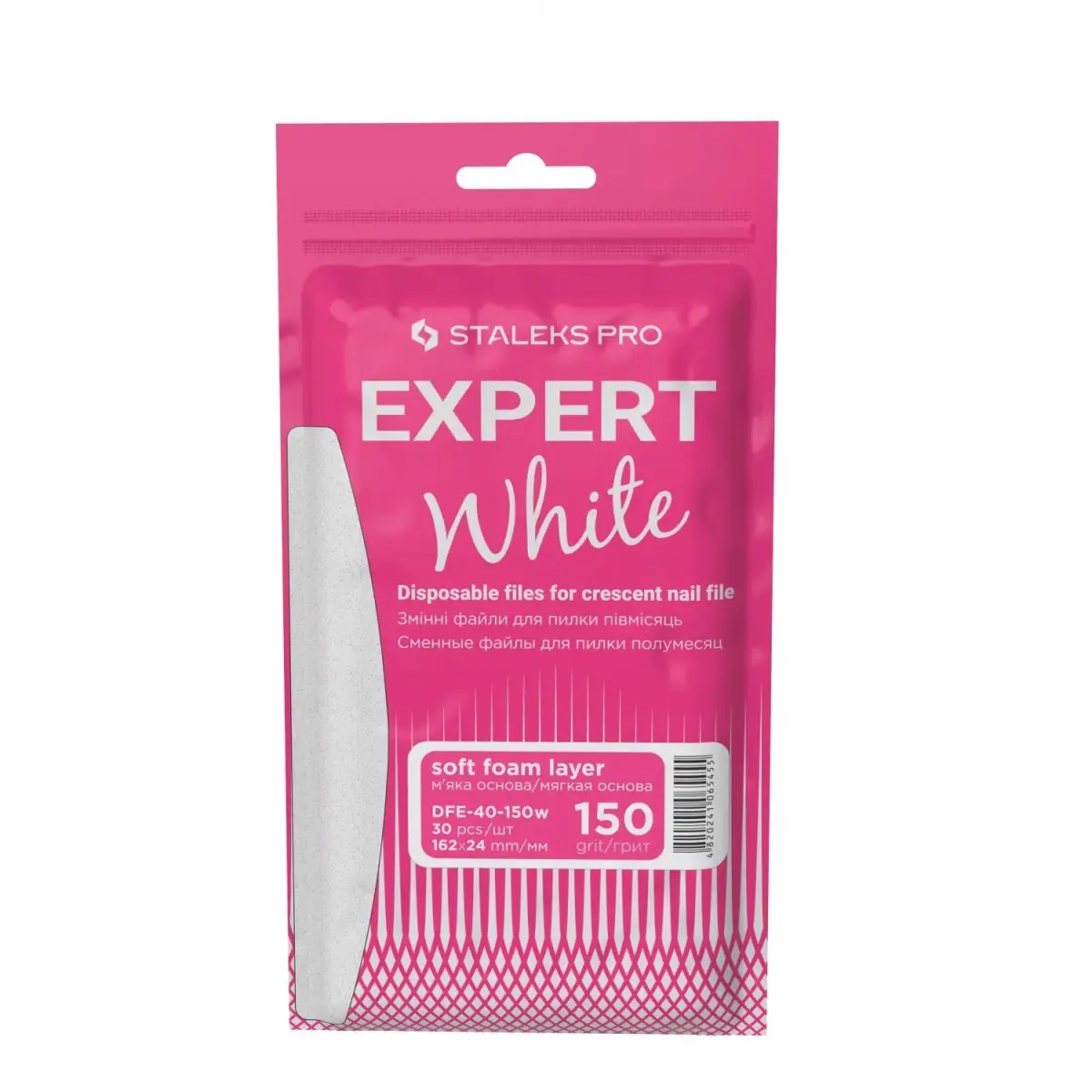 White Disposable Files for Crescent Nail File (soft Base) EXPERT 40 (30 Pcs) -DFE-40