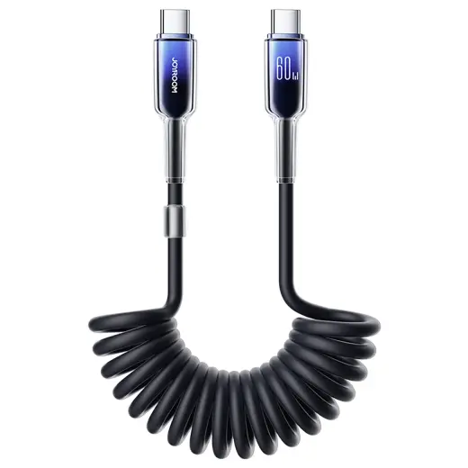 Joyroom S-A43 Crystal-Clear Series datu pārraides un uzlādes vads | USB-C uz USB-C | 60W | 1.5m | melns