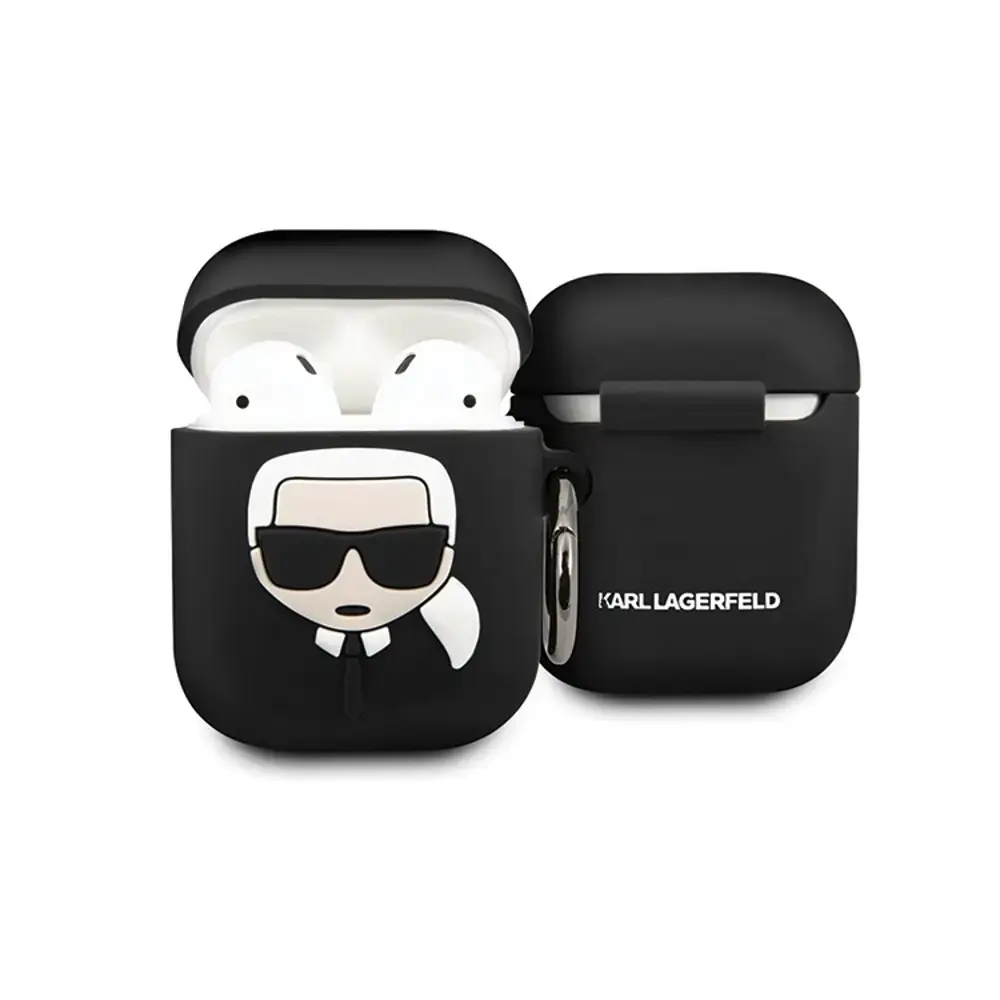 Karl Lagerfeld KLACCSILKHBK Silicone Case For Apple Airpods 1 | 2 Black