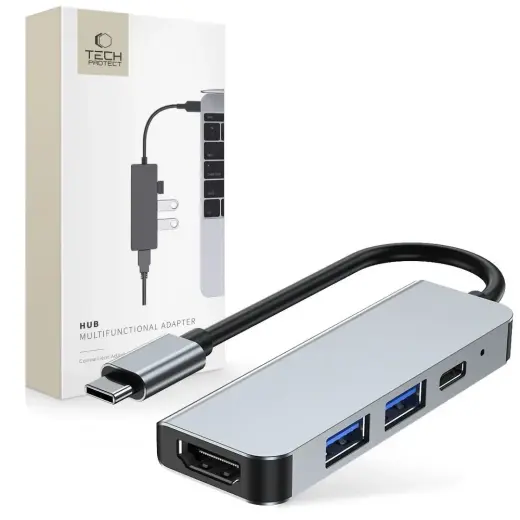 HUB Tech-Protect V2 4in1 USB-C - USB-A 3.0 | USB-A 2.0 | USB-C | HDMI - gray