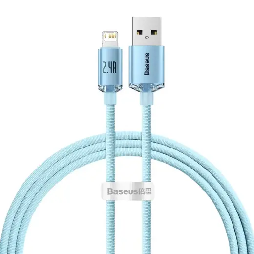 Baseus Crystal Shine datu pārraides un uzlādes vads | USB-A uz Lightning | 12W | 1.2m | debeszils