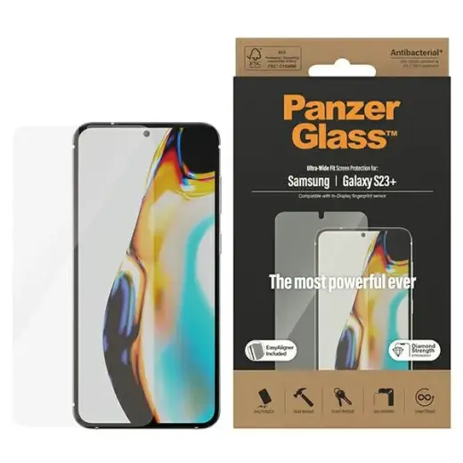 PanzerGlass Ultra-Wide Fit grūdintas stiklas telefonui Samsung Galaxy S23 Plus S916 su aplikatoriumi