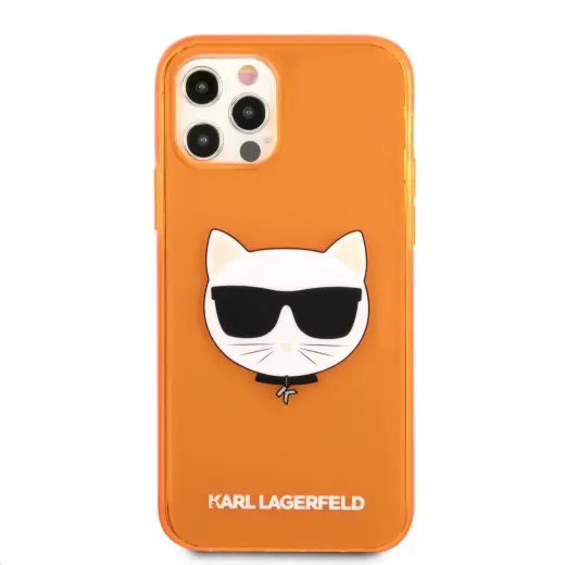 KLHCP12LCHTRO Karl Lagerfeld TPU Choupette Head Case for iPhone 12 Pro Max 6.7 Fluo Orange