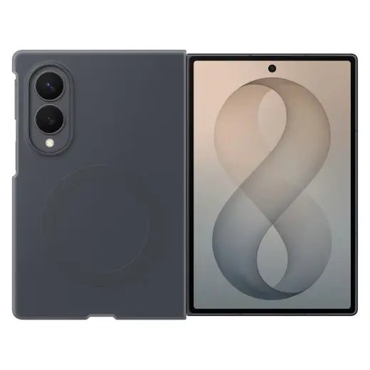 Samsung Silicone Magnet maciņš ar MagSafe atbalstu telefonam Samsung Galaxy Z Fold 8 (F971) melns (komplektā aizsargplēve)
