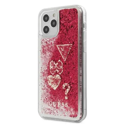 Guess GUHCP12LGLHFLRA iPhone 12 Pro Max 6,7" malinowy|raspberry hardcase Glitter Charms