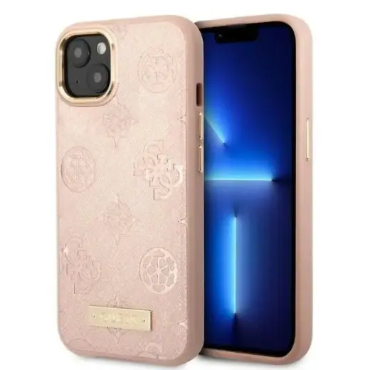 Guess GUHMP13MSAPSTP iPhone 13 6,1" różowy|pink hardcase Peony Logo Plate MagSafe