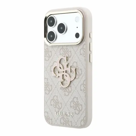 Guess PU 4G Resin Metal Logo Case for iPhone 18 Pro Max Pink