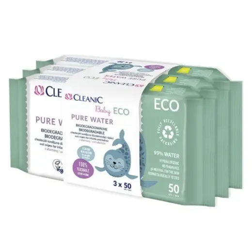 Wet wipes set for babies Cleanic Baby Eco Pure Water 3x50 pcs.