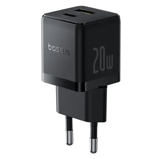 Baseus Palm tīkla lādētājs | 20W | PD, QC | USB-C, USB-A | melns