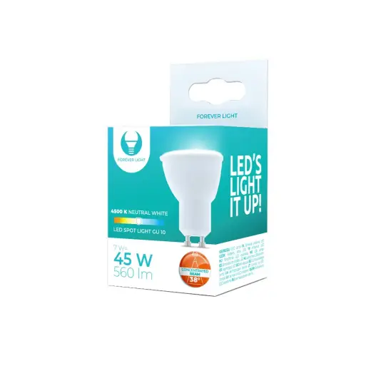 Forever Light LED spuldze GU10 7W 230V 4500K 560lm 38°