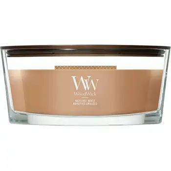 WoodWick Hazelnut Roast Loď ( pražený lískový oříšek ) - Vonná svíčka loď 453.6g