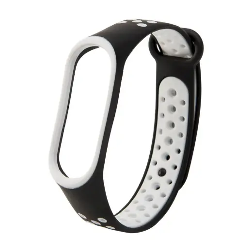 Fusion Accessories Dots viedpulksteņa siksniņa priekš Xiaomi Mi Band 3/4 | melna/balta
