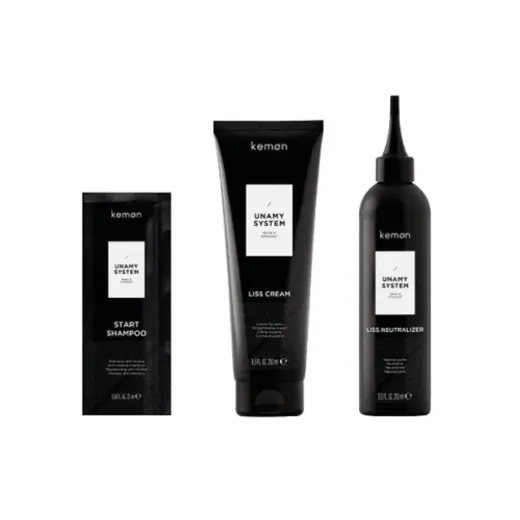 Unamy System Liss Set Kemon: Start, Hair Shampoo, 20 ml + Liss Cream, Hair Treatment Cream Mask, 250 ml + Liss Neutralizer, Hair Treatment Lotion Mask, 250 ml