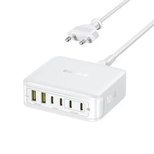 Baseus EnerFill FH21 tīkla lādētājs | 120W | GaN | USB-C, USB-A | balts