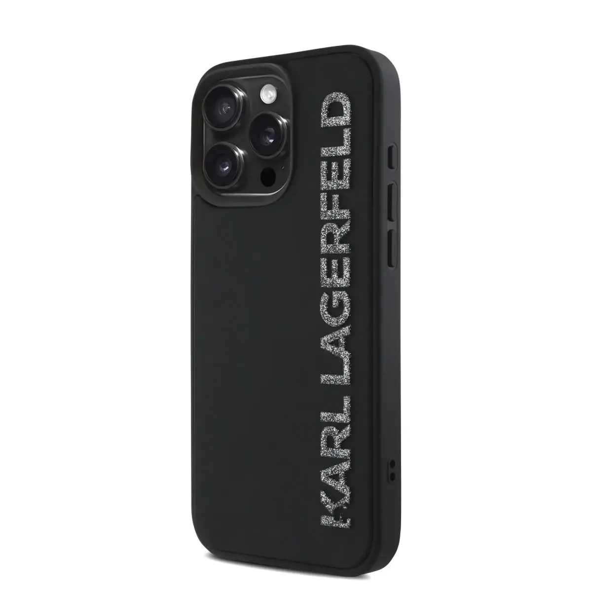Karl Lagerfeld 3D Rubber Glitter Logo Case for iPhone 15 Pro Black