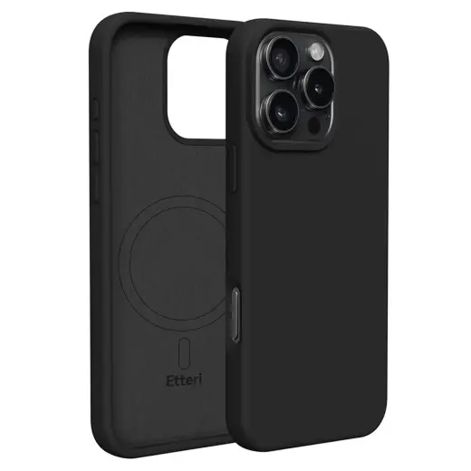 Etteri Silicone maciņš ar MagSafe atbalstu telefonam iPhone 16 Pro melns