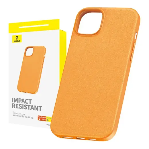 Baseus Fauxther Series phone case for iPhone 15 orange