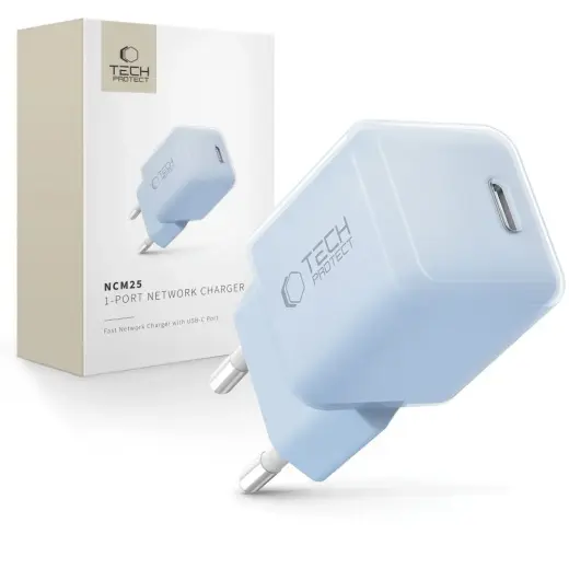 Tech-Protect NCM25 tīkla lādētājs | 25W | PD | USB-C | zils