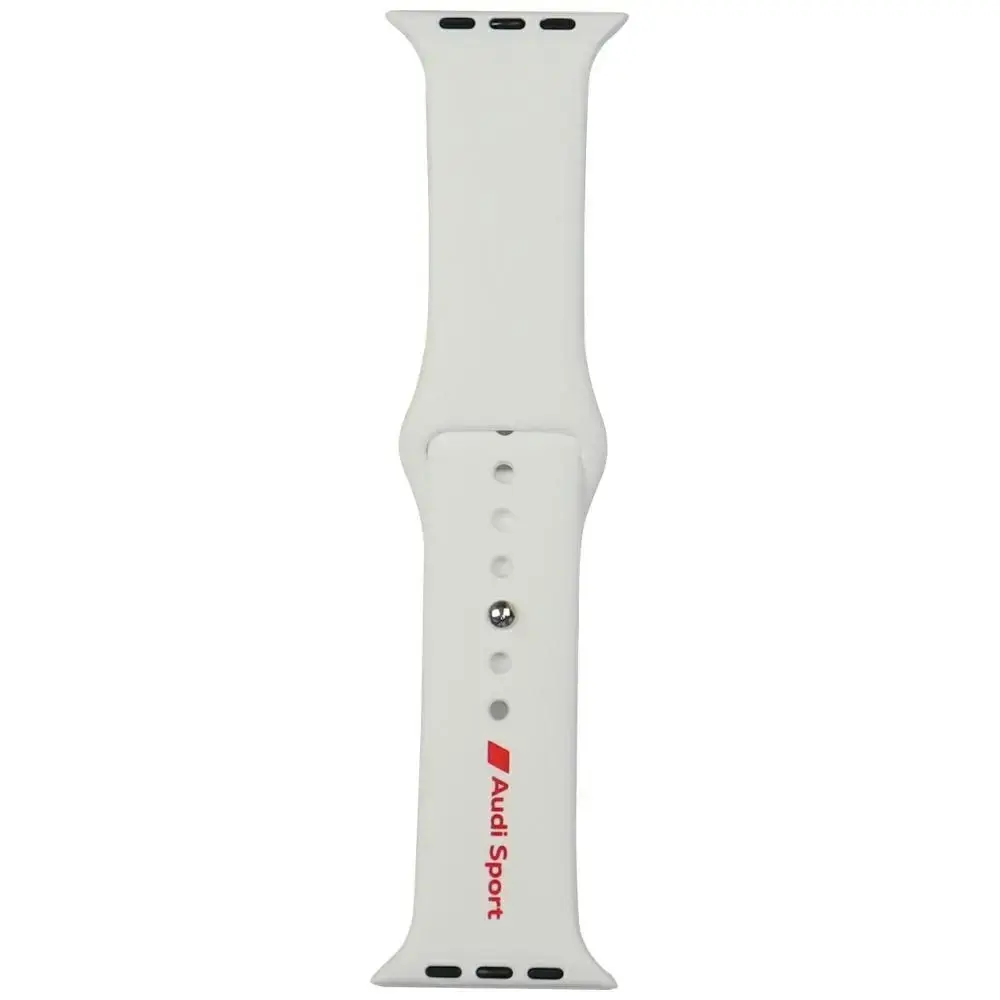 Audi Sport Red Logo Silicone Watch Strap for Apple Watch 44 | 45 | 46 | 49 mm - white