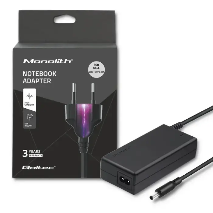 Qoltec Power adapter for laptop HP 65W | 19.5V | 3.33A | 4.8*1.7 | +power cable