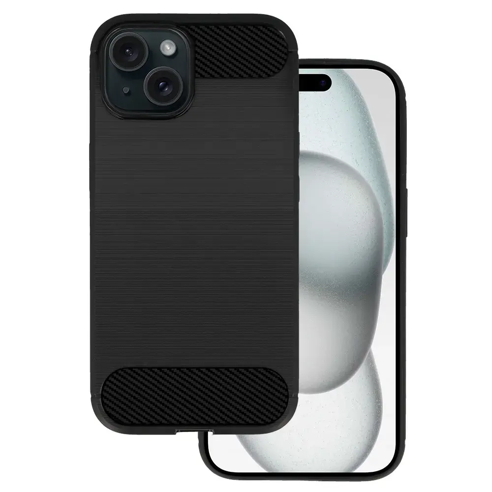 Carbon maciņš telefonam iPhone 15 Plus melns
