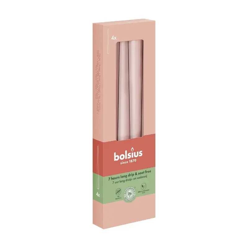 Table candles 4pcs. in a box 245/24mm light pink