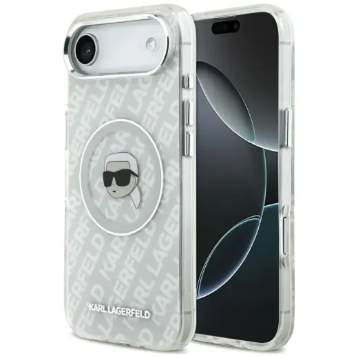 Karl Lagerfeld IML Karl Head Logo maciņš ar MagSafe atbalstu telefonam iPhone 17 Air pelēks