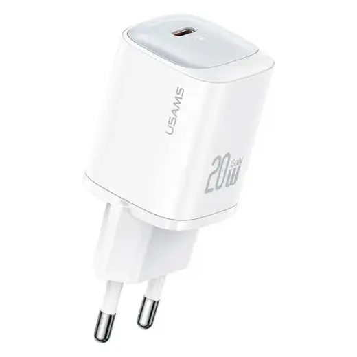 USAMS CC248 travel charger | 20W | GaN | USB-C | white