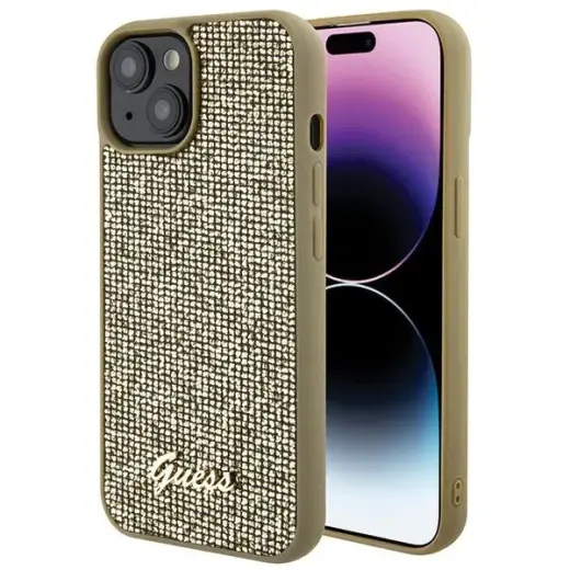 Guess GUHCP15SPMSDGSD iPhone 15 | 14 | 13 6.1" złoty|gold hardcase Disco Metal Script