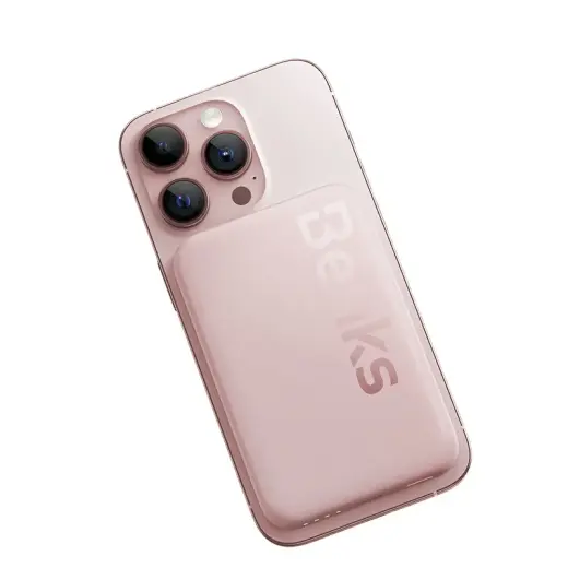 Benks Ārējais akumulators (powerbank) 6000mAh MP10 - USB-C - magnētisks ar indukcijas uzlādi rozā