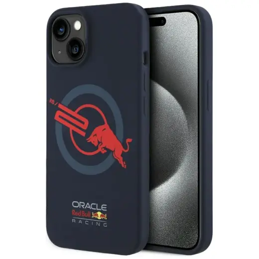 Case Red Bull HC Silicone ORBR20 Logo Red Lining for iPhone 15 MagSafe navy blue