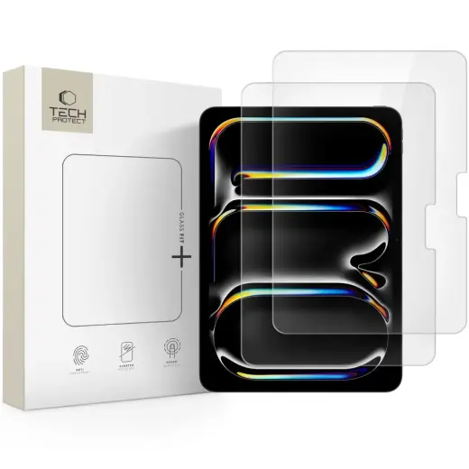 SZKŁO HARTOWANE TECH-PROTECT GLASS FIT+ 2-PACK IPAD AIR 13” 1 / 2 / 2024-2025 / PRO 13 7 / 8 / 2024-2025 CLEAR